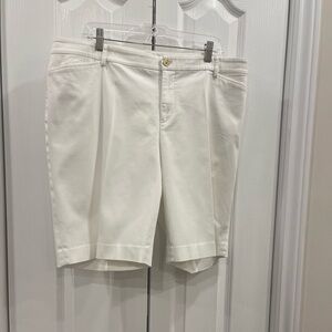 Crisp White Bermuda Shorts with Textured Fabric